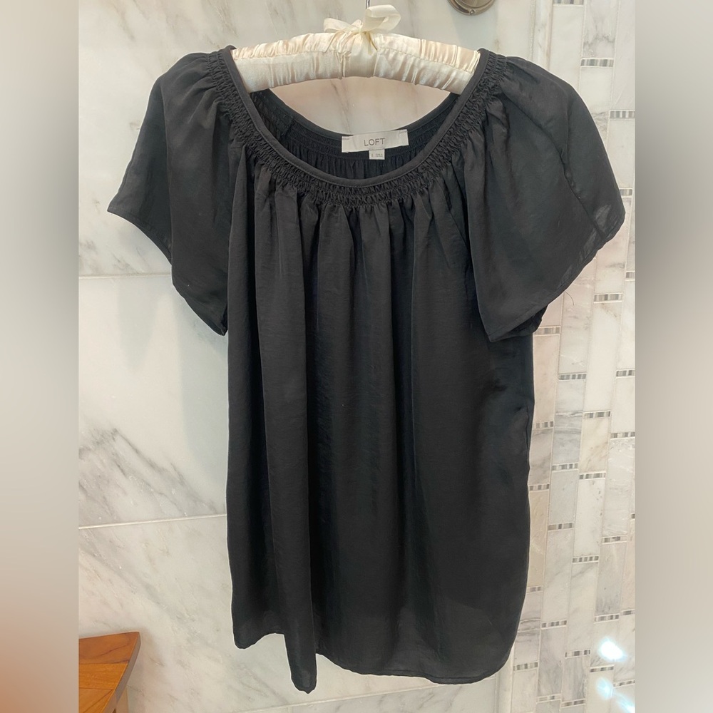 Smocked-neck blouse by LOFT